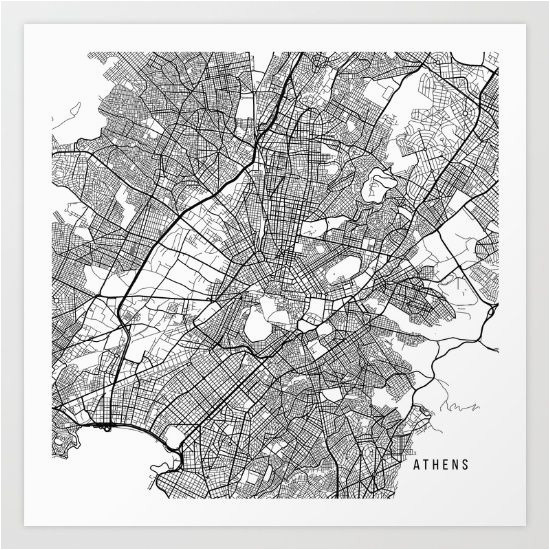 athens map greece black and white map maps in 2019