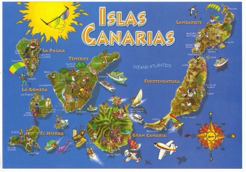 canary islands spain map postcard in 2019 lanzarote canarian
