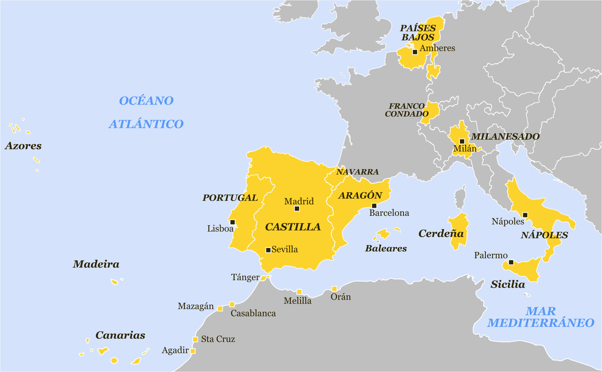 the kingdoms and dominions of spain in 1581 europe