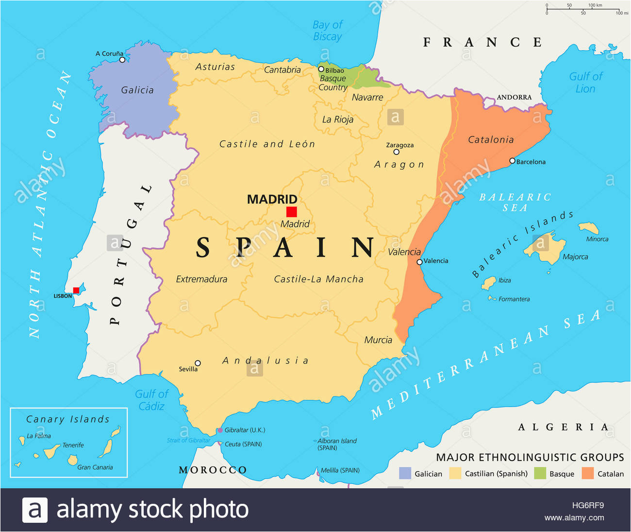 map of spain stock photos map of spain stock images alamy