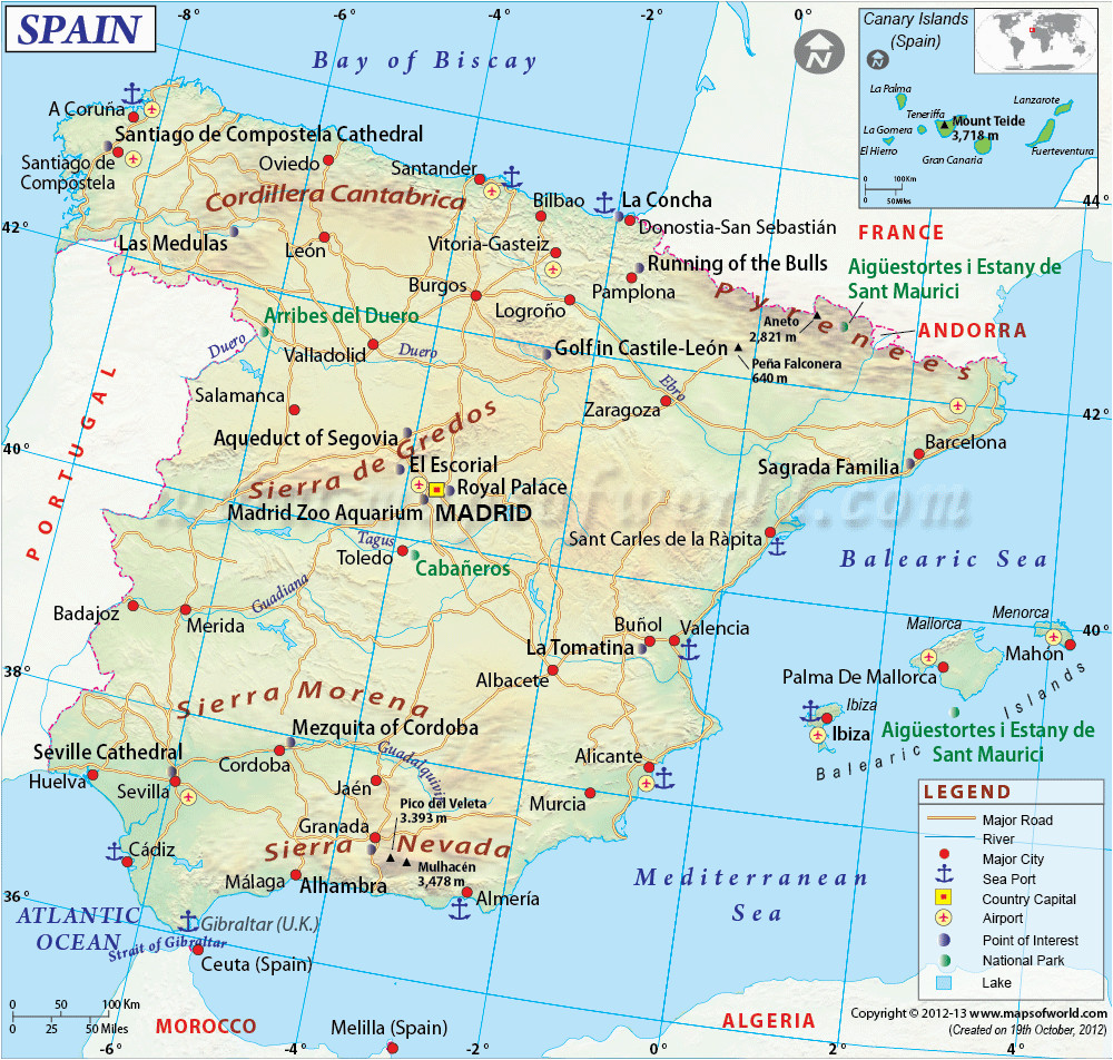 map of italy and spain with cities and travel information