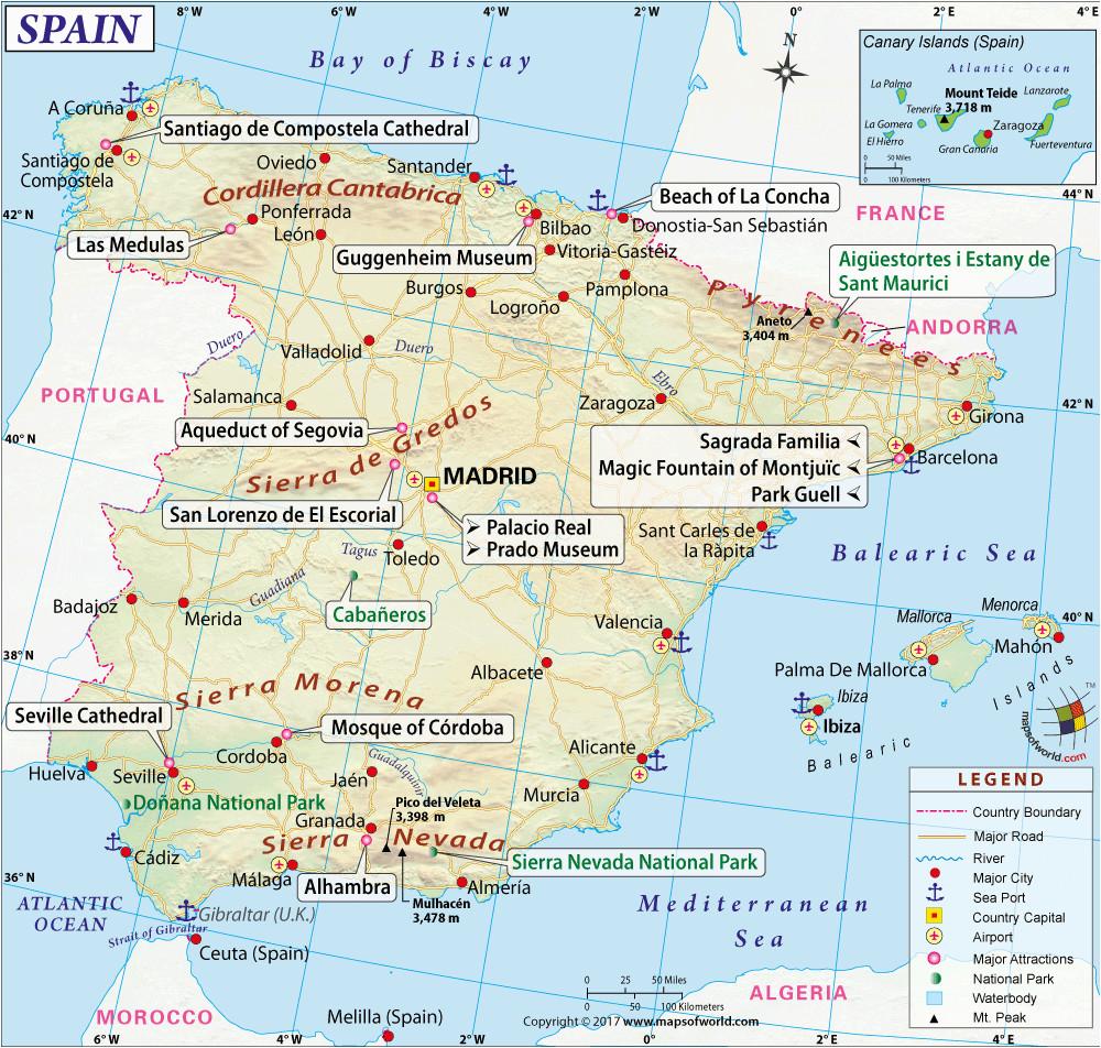 spain map printable and detailed map of spain