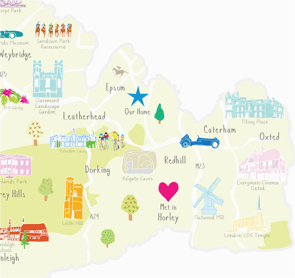 personalised surrey map add favourite places