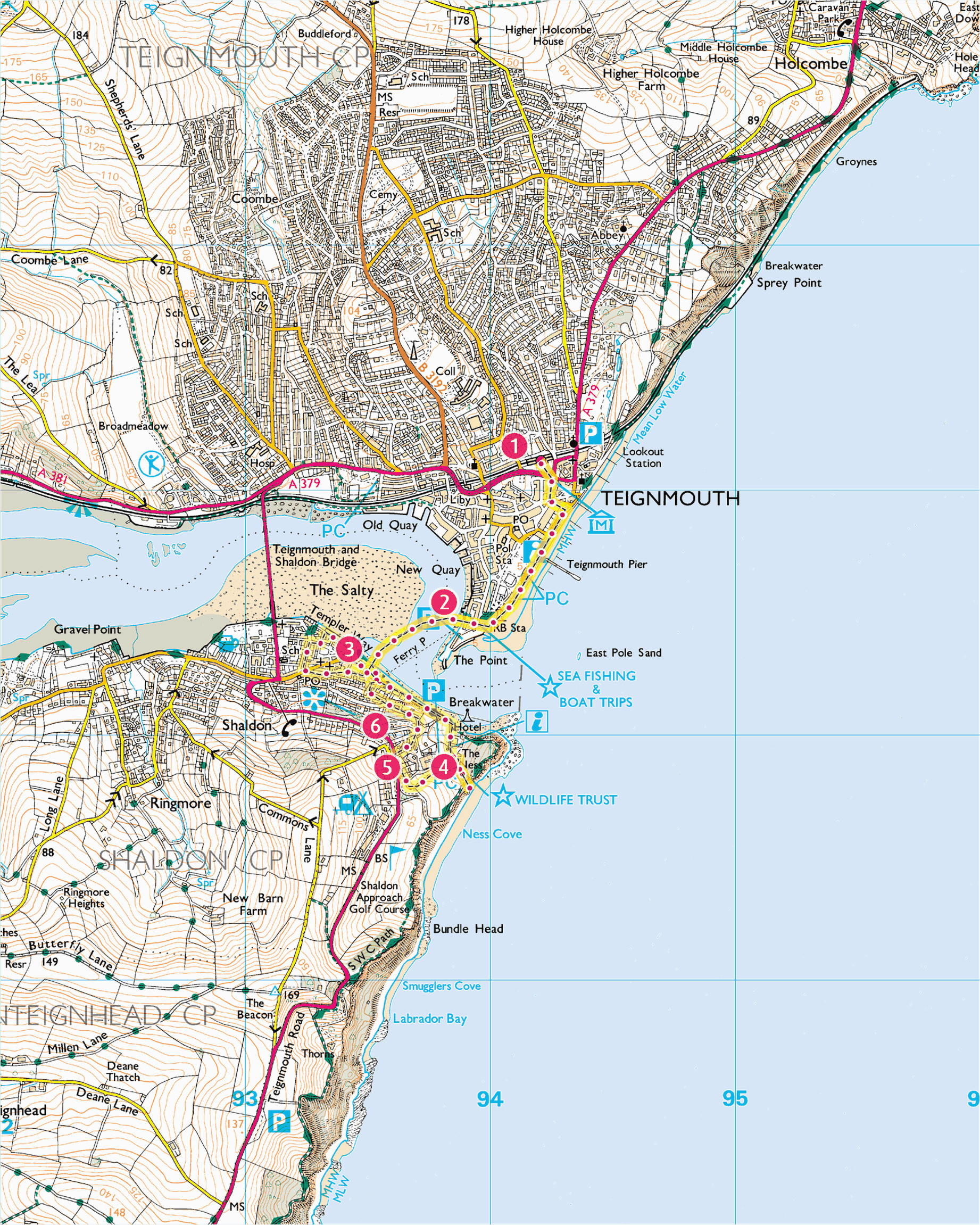 explore shaldon from teignmouth print walk south west coast path