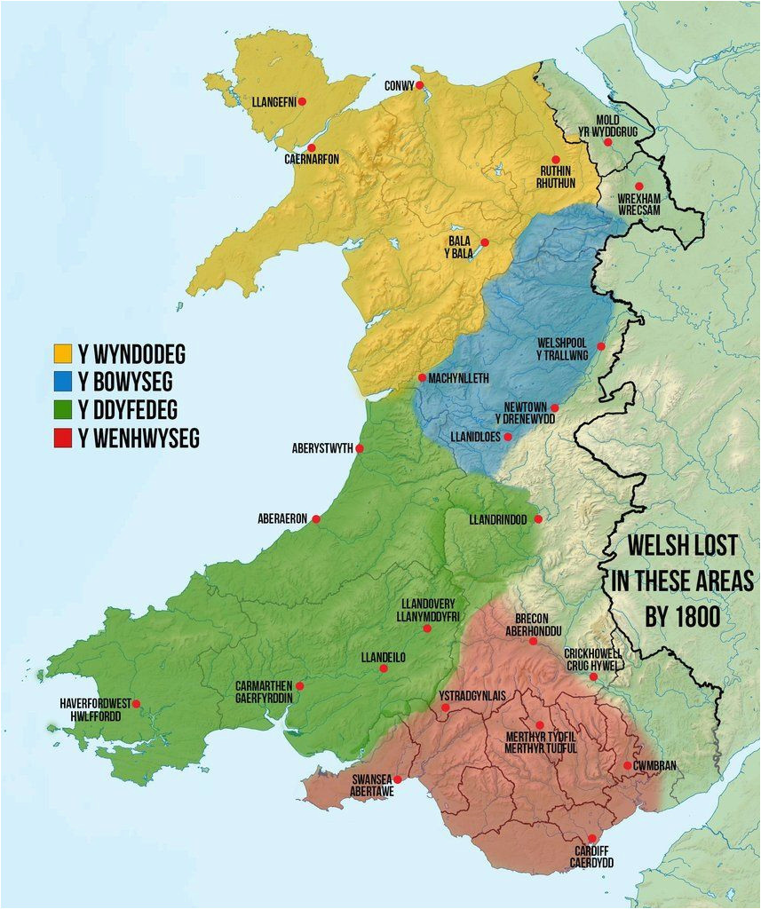 Map Of Wales And Ireland Map Of Welsh Dialects Made By Me Based Off A Collection Of Others Of Map Of Wales And Ireland 