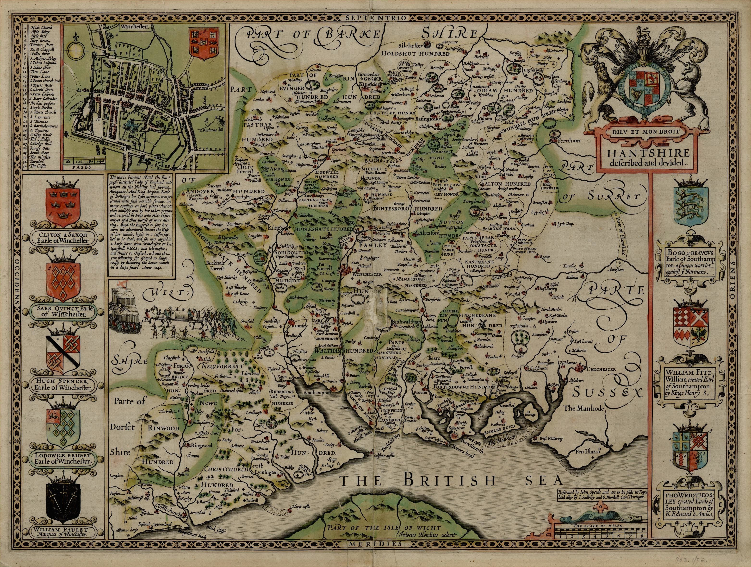 john speed s 1611 map of hampshire sublime maps map antique