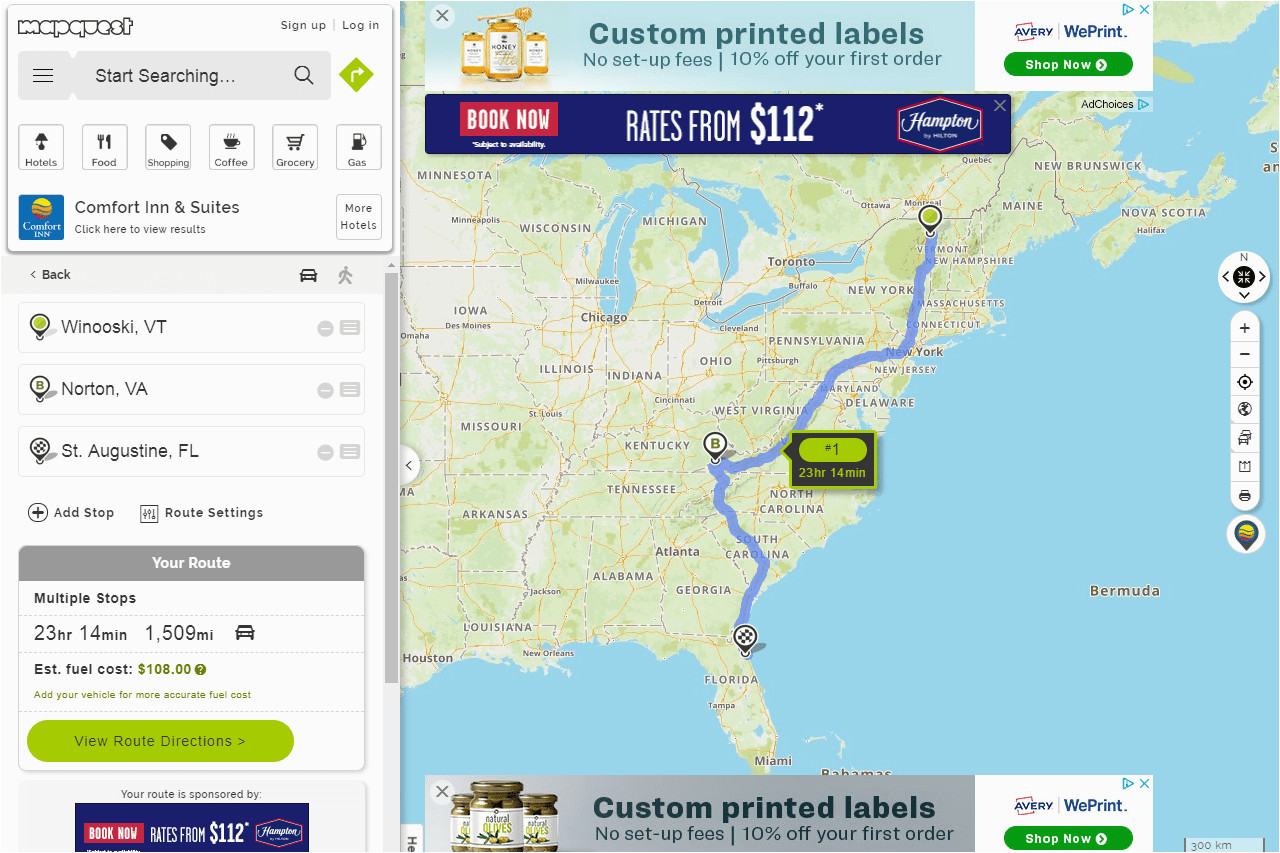 how to use mapquest to print driving directions