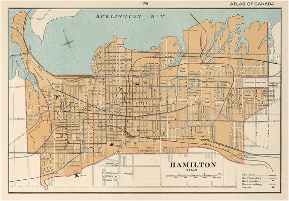 hamilton map ontario giclee print reproduction of a vintage