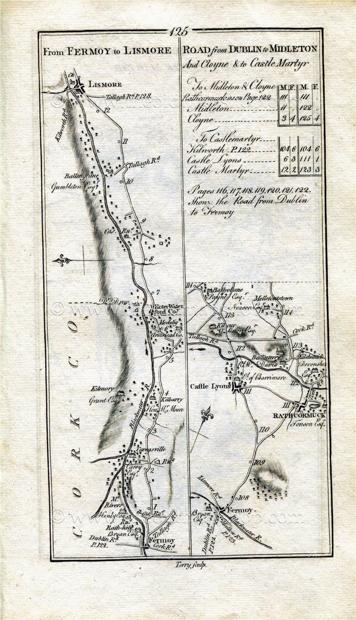 1778 taylor skinner antique ireland road map 125 126