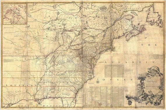 1757 colonial map map of british colonies north america