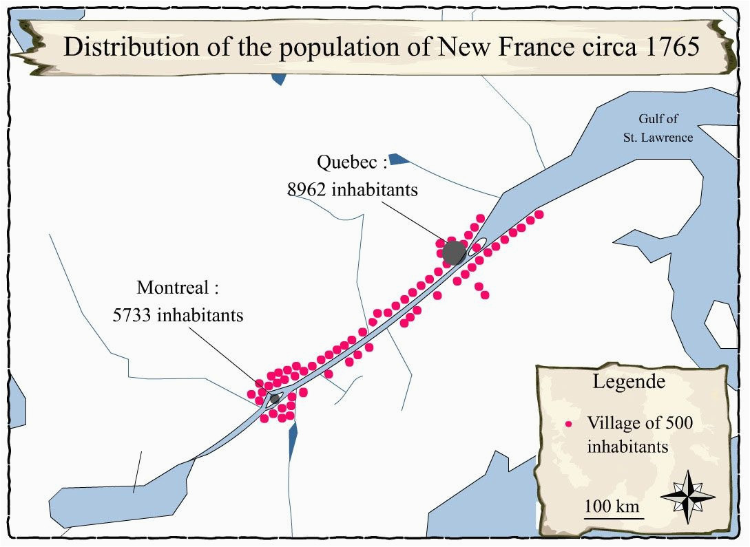 population distribution new france 1765 early americas