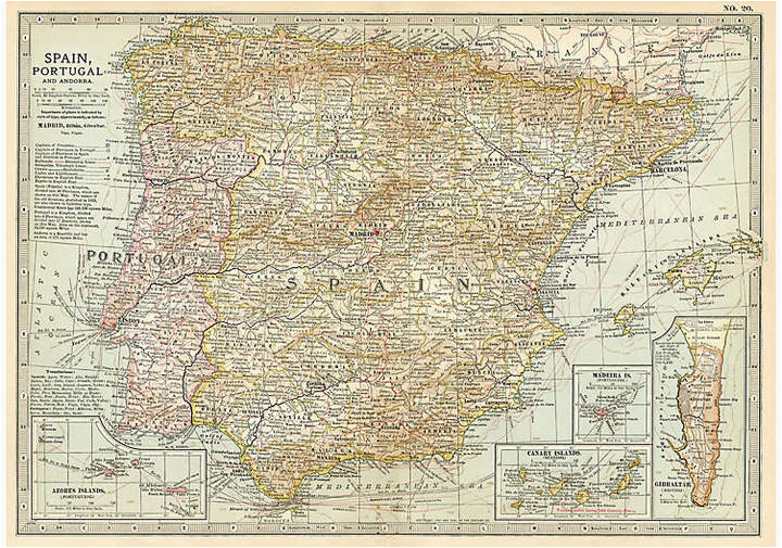 one kings lane vintage spain and portugal 1903 map prints with a