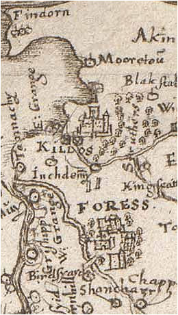 medieval map of scotland with forres one of the main