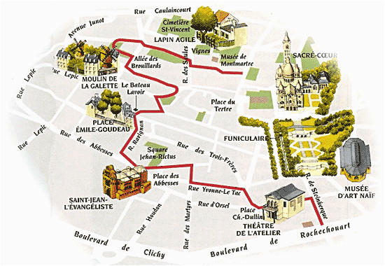 montmartre district historic center map teaching french paris
