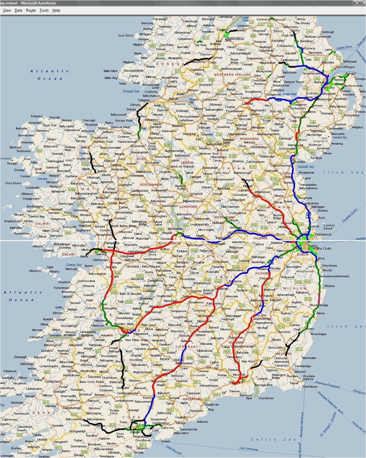 Motorway Map Of Ireland Ireland Road Map Of Motorway Map Of Ireland 