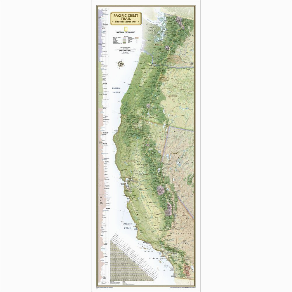 pacific crest trail wall map in gift box wall map 18 x 48 inches