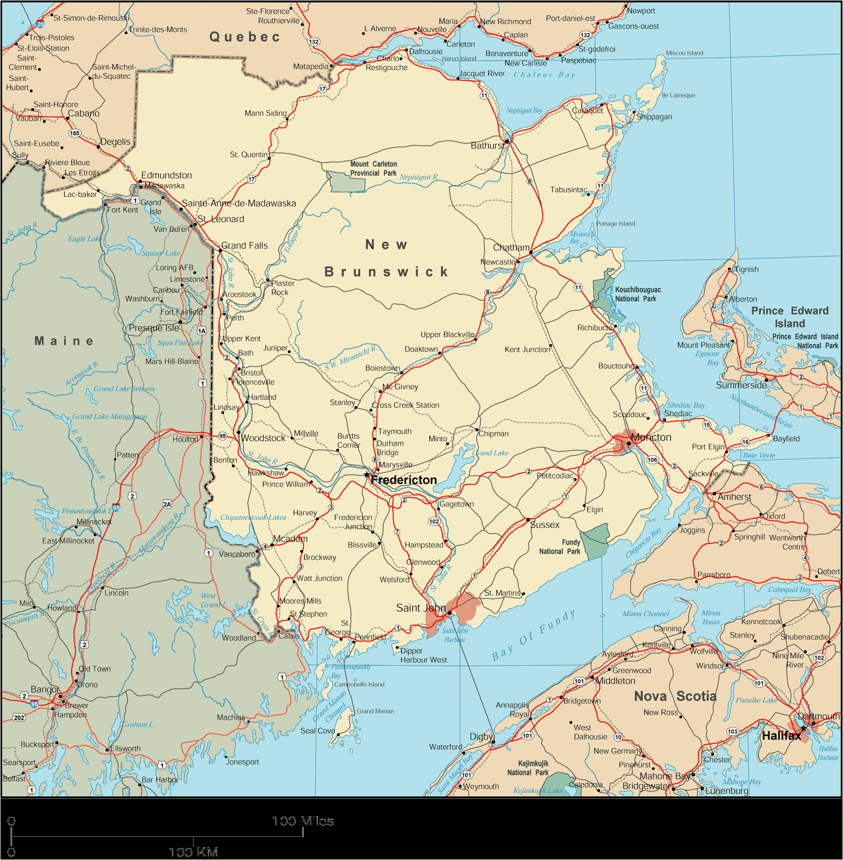 detailed new brunswick map canada new brunswick map new