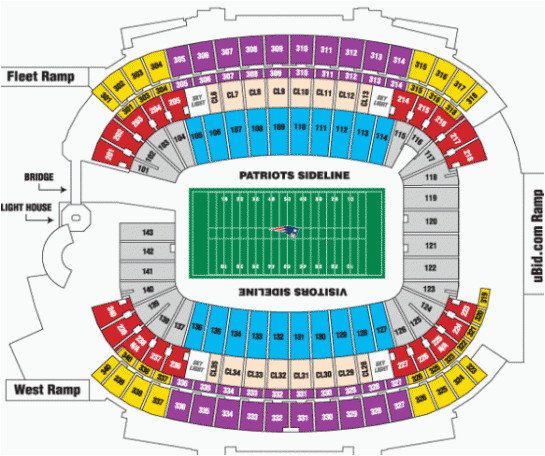New England Patriots Gillette Stadium Seating Chart