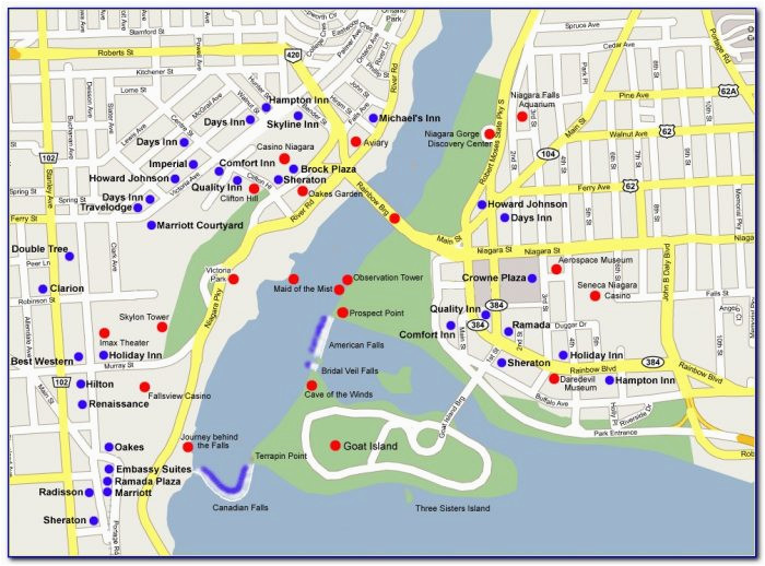 map of niagara falls canada hotels and attractions maps