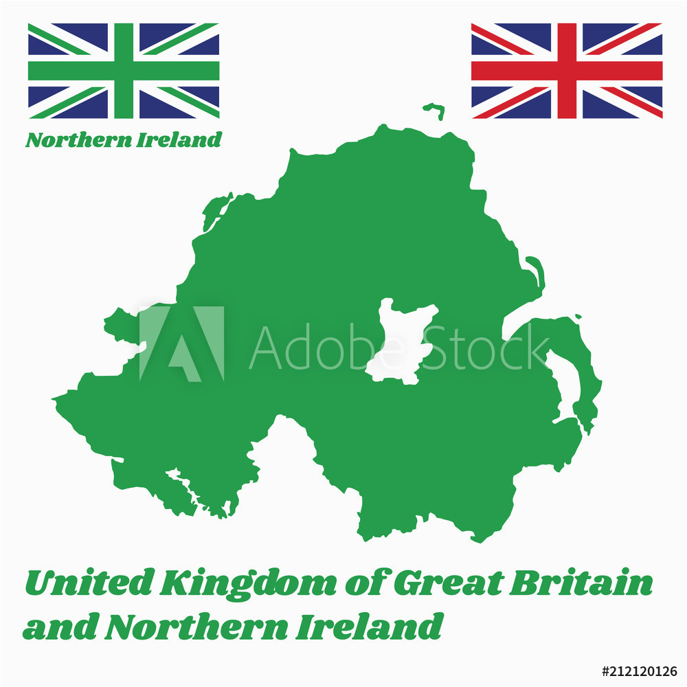 fotografie obraz green map outline and flag of northern ireland