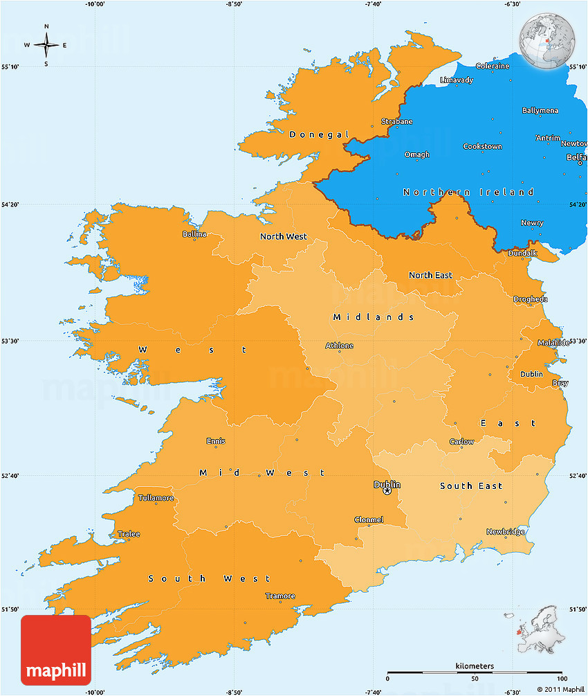 political shades simple map of ireland