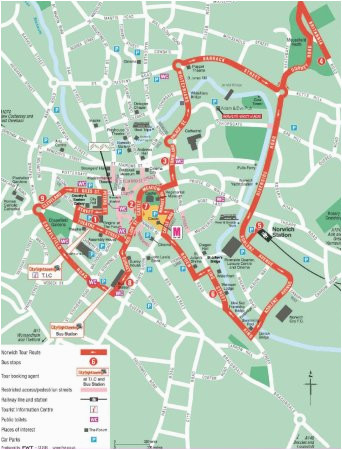 map of tour from brochure picture of city sightseeing norwich