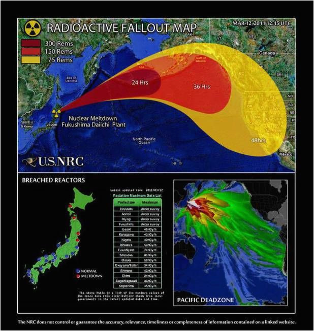 fukushima maps showing motion of radioactive fallout