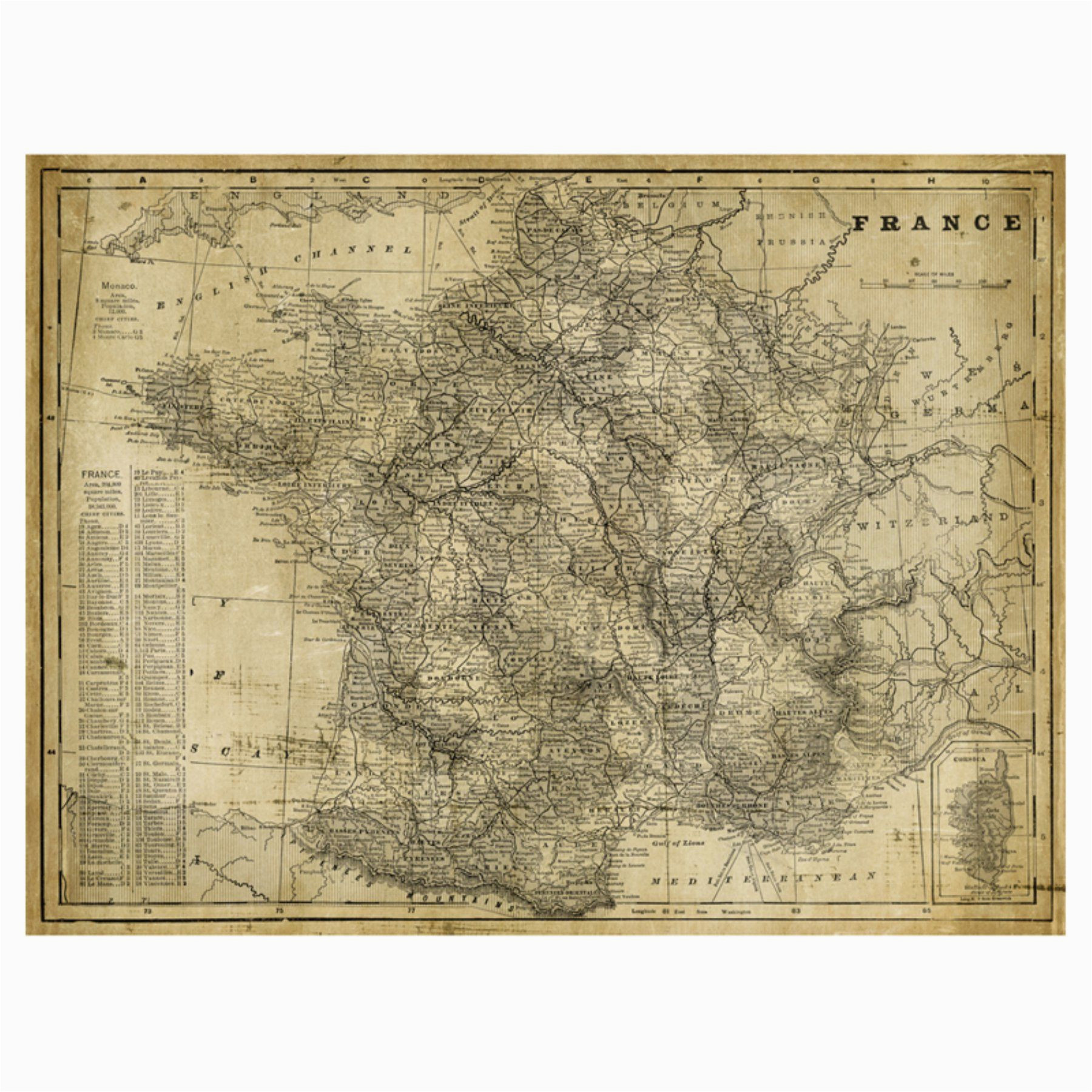 art effects antique map of france canvas wall art r17933