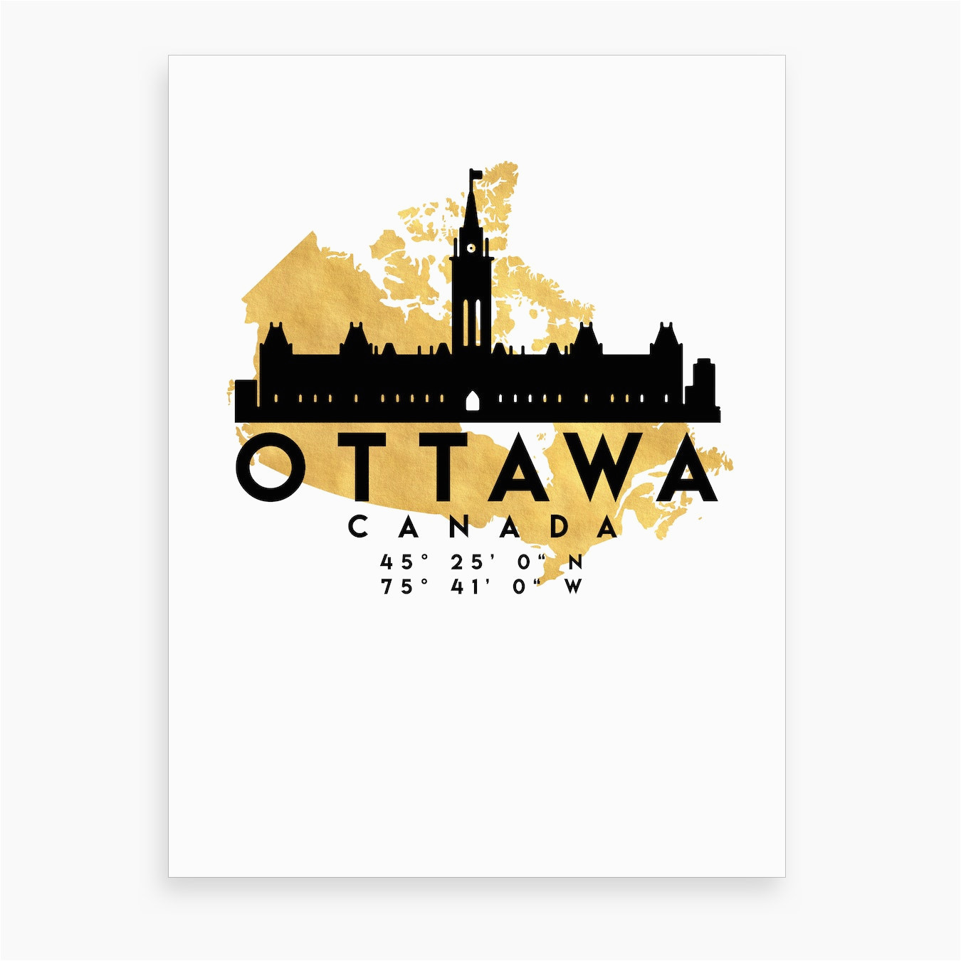 ottawa canada silhouette city skyline map