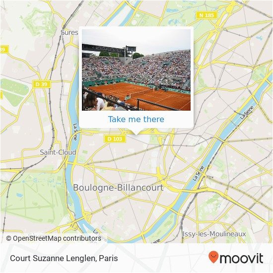 wie komme ich zu court suzanne lenglen in paris mit dem bus der