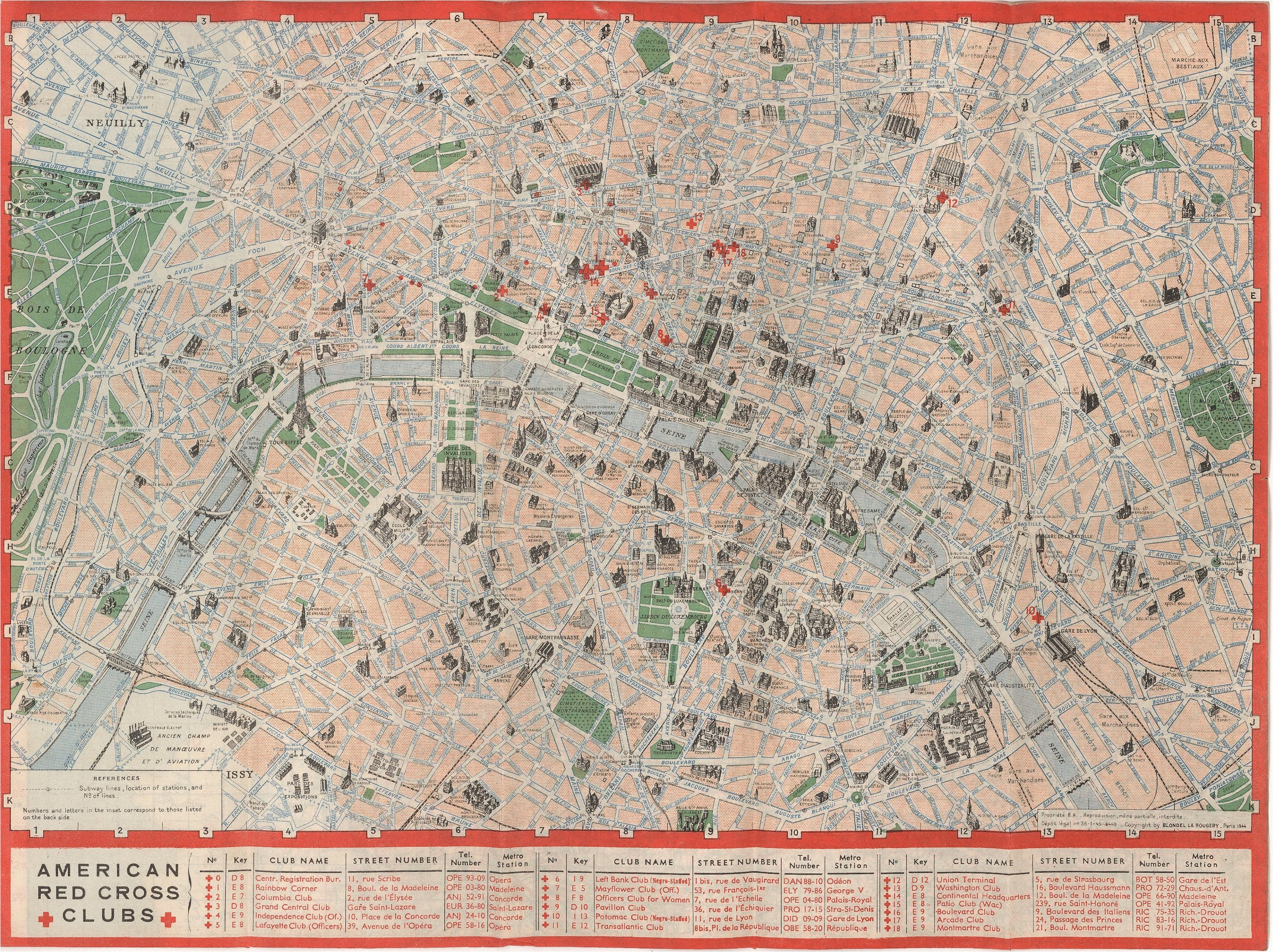 map paris american red cross circa 1944