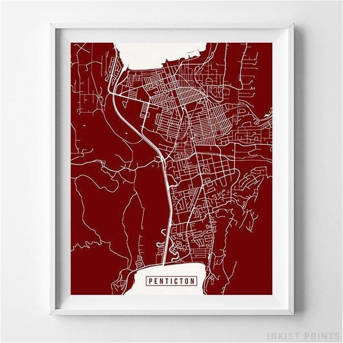 penticton canada street map vertical print in 2019 canada