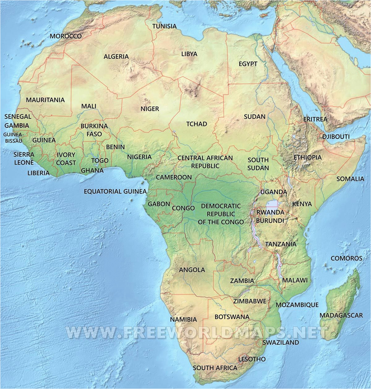 africa physical map maps map africa map africa