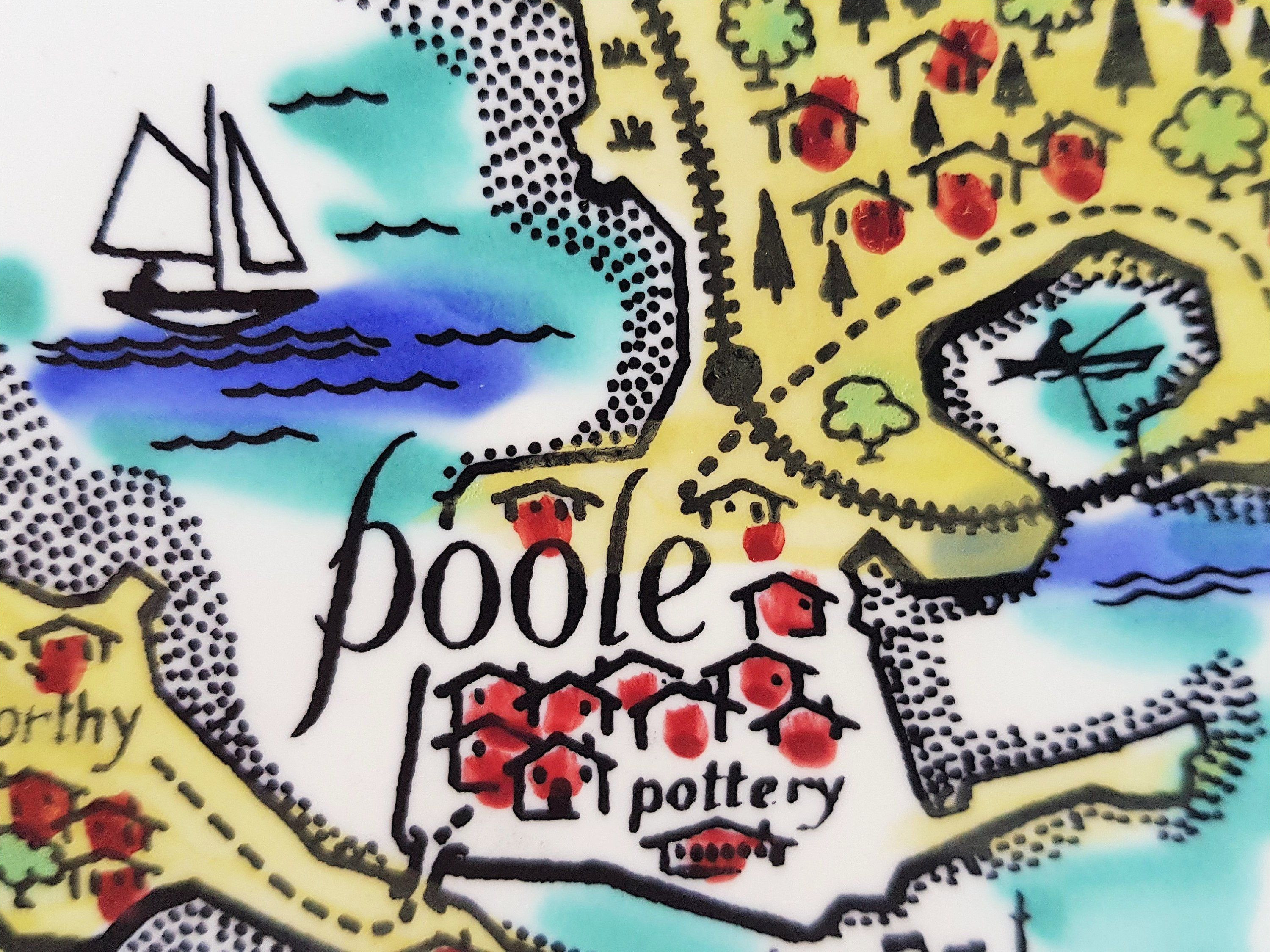 perfect poole pottery plate hand painted map of poole