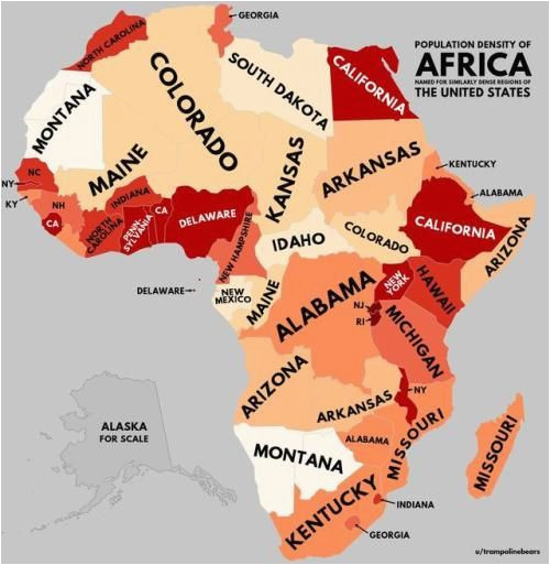 population density of africa with us equivalents more by
