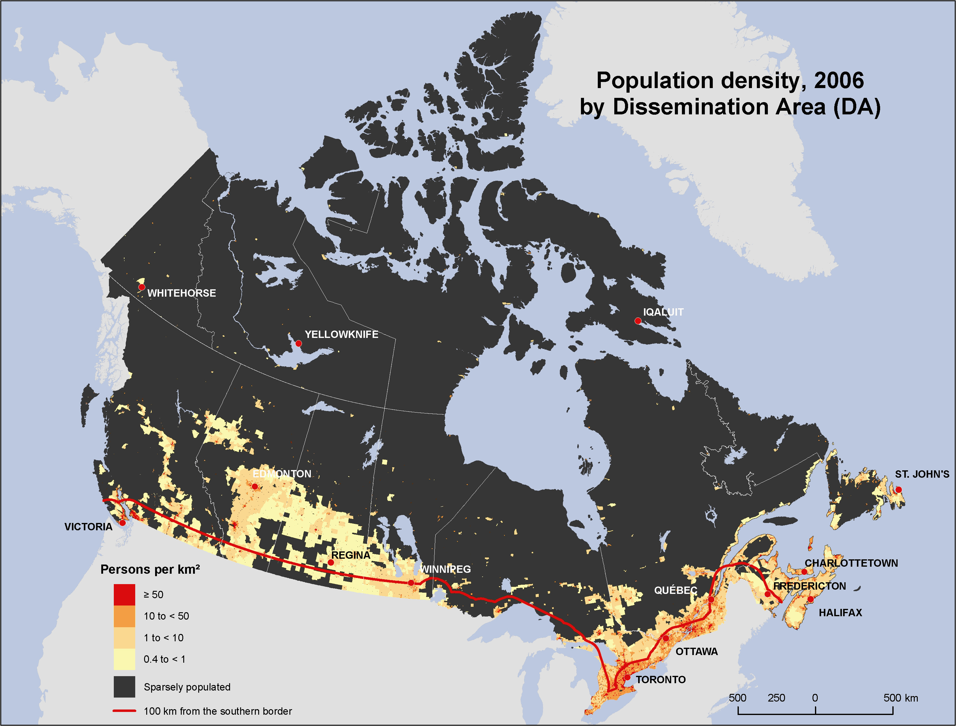 Population Density Of Canada Map This Is How Empty Canada Really Is Photos Huffpost Canada Of Population Density Of Canada Map 