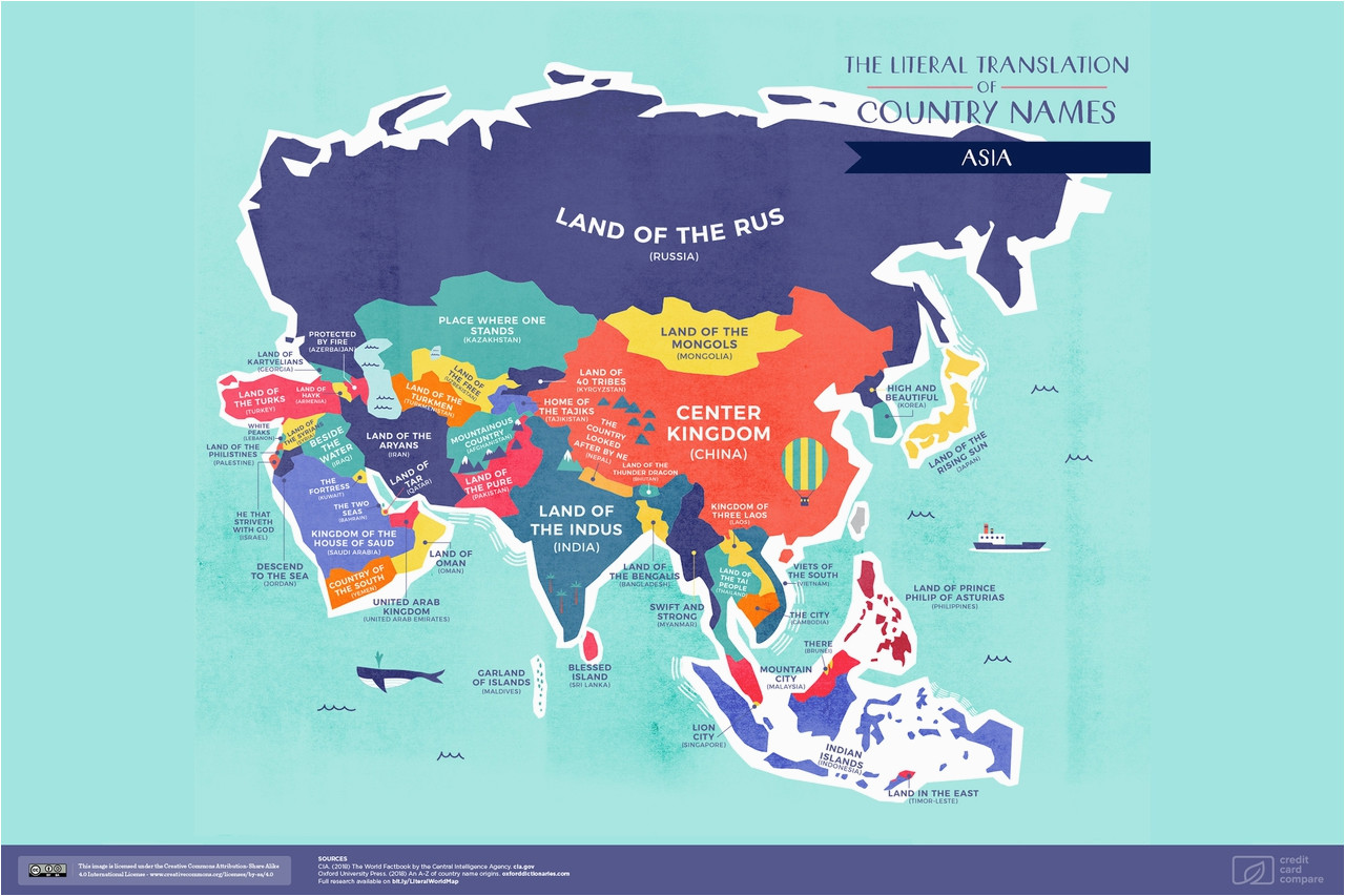 world map the literal translation of country names