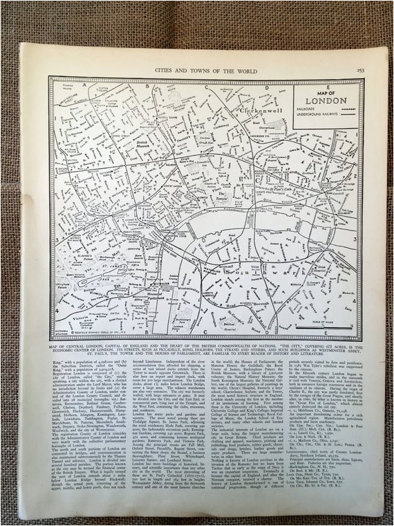 1937 map of london england london city map historical print