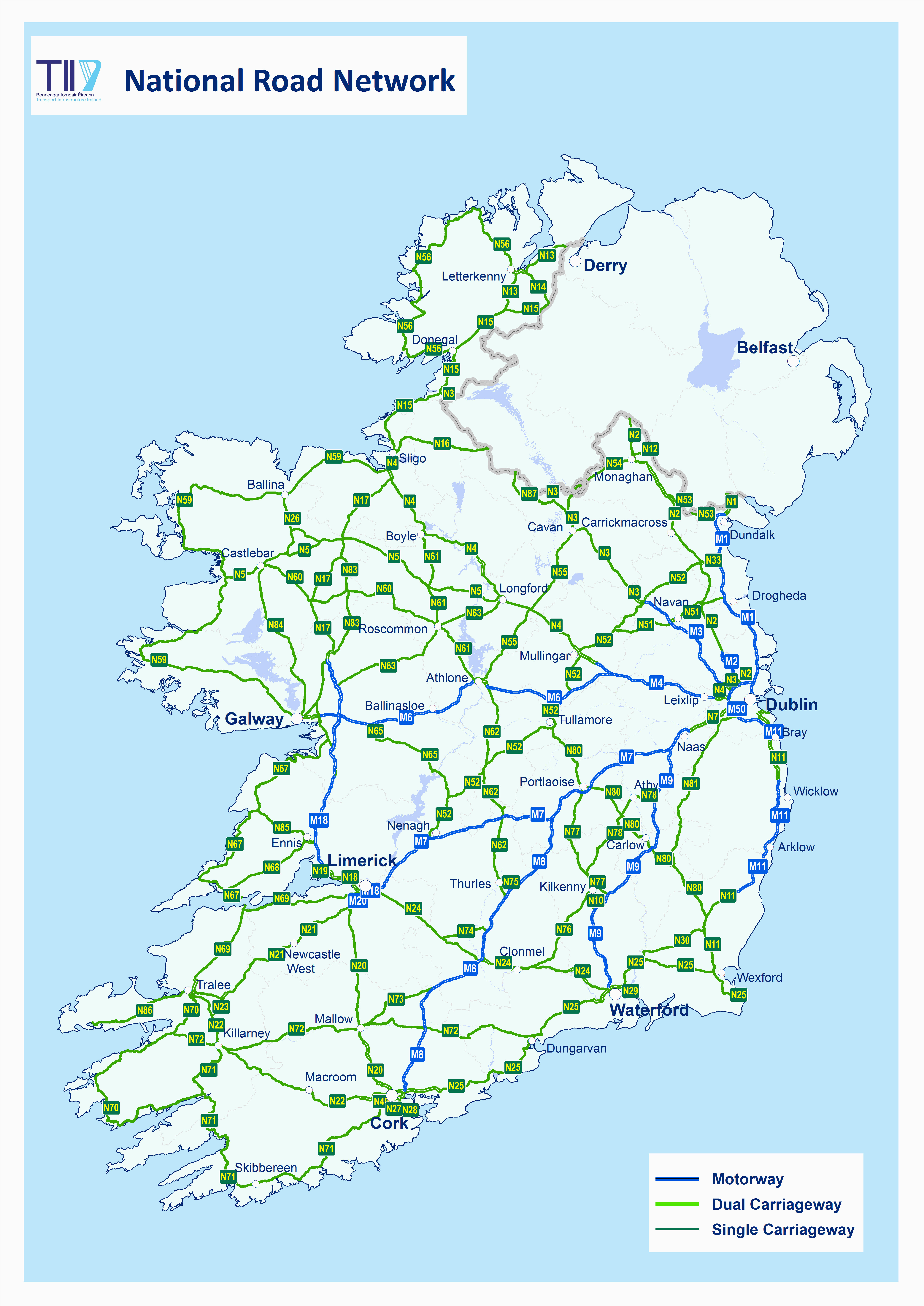 map of ireland road network download them and print
