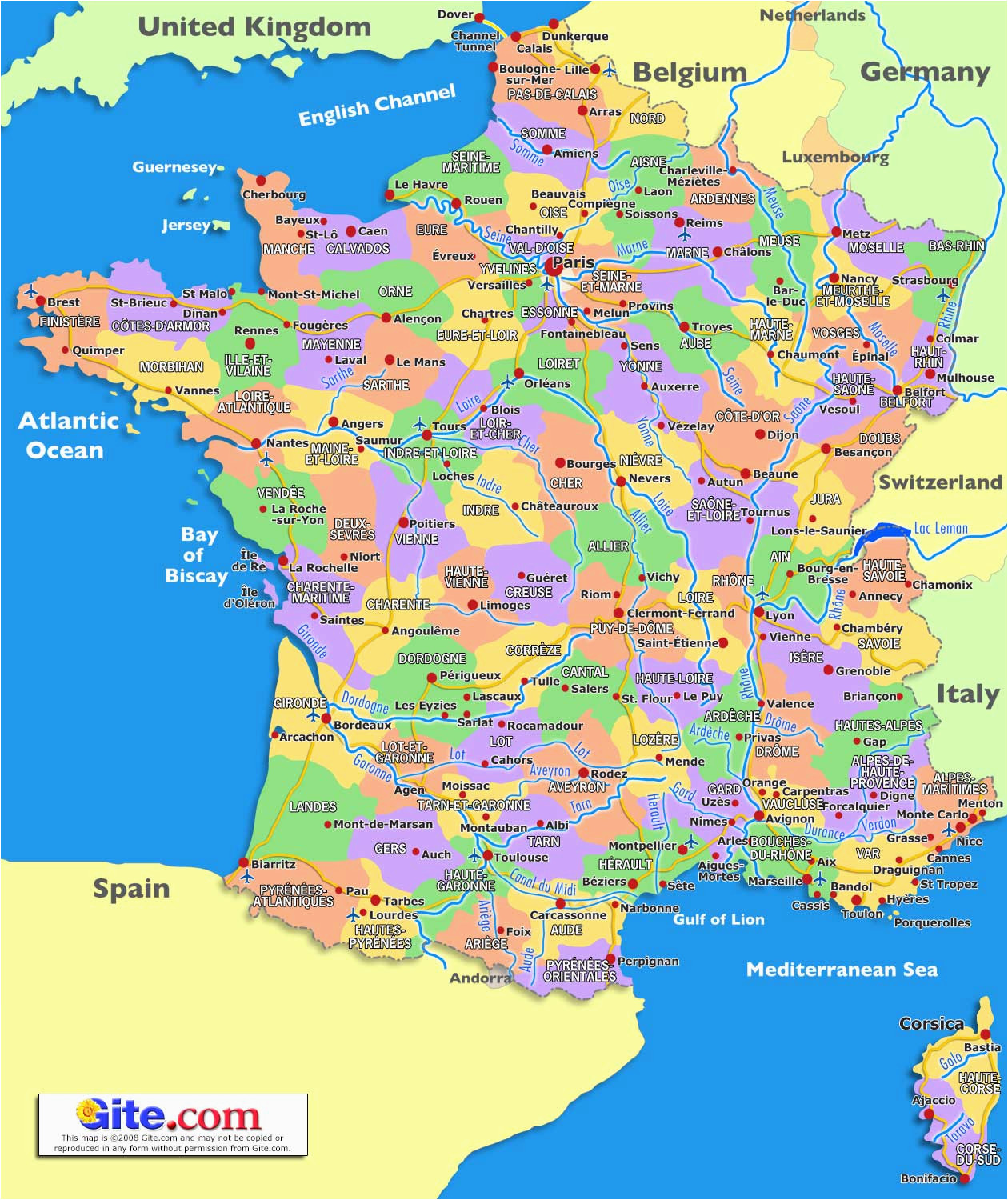 Regions Of France Map with Cities | secretmuseum