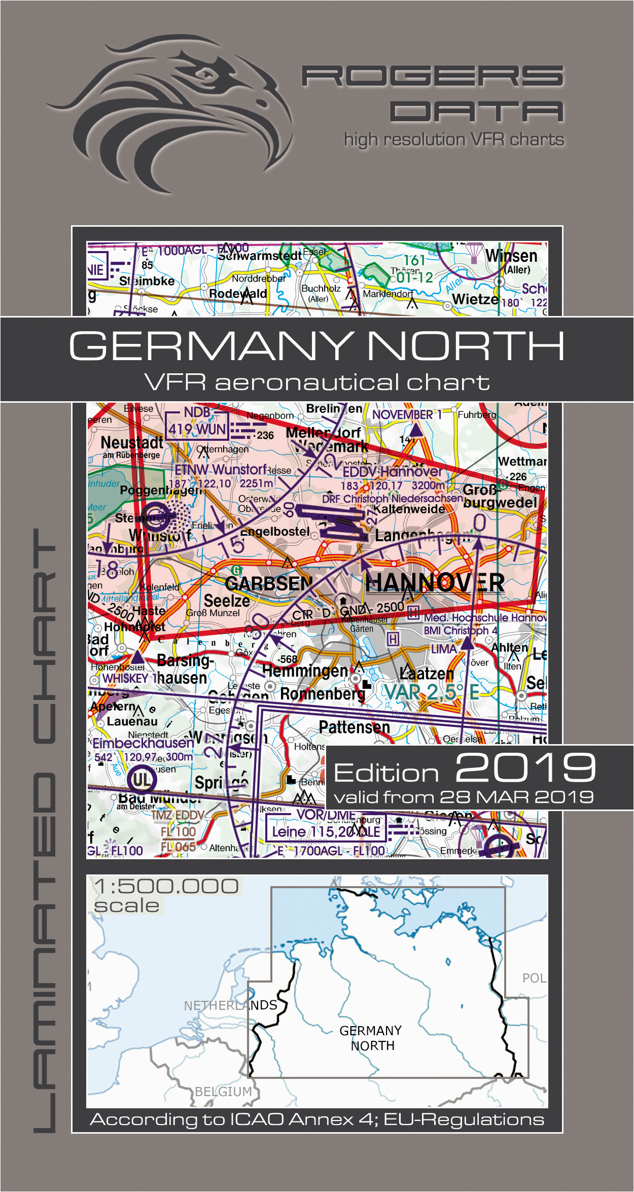 vfr flugkarte deutschland nord 1 500 000 laminiert