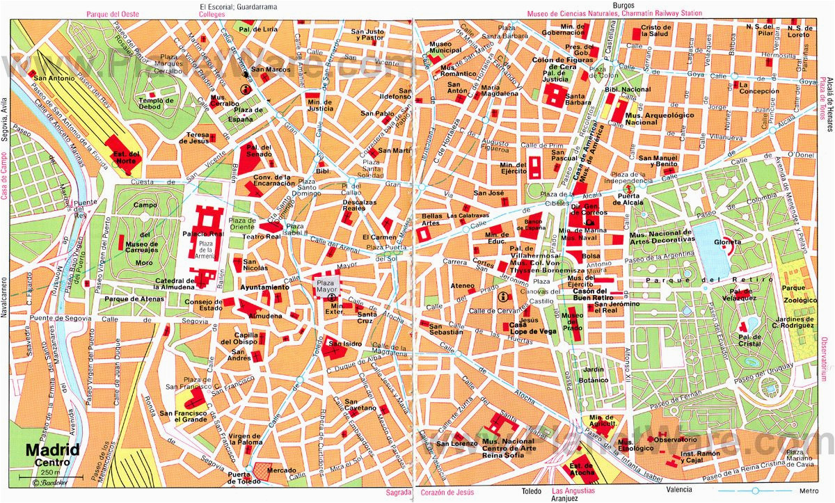 map of madrid attractions planetware s p a i n in 2019 madrid