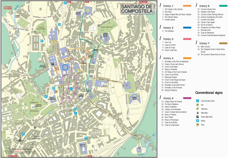 santiago de compostela city center map