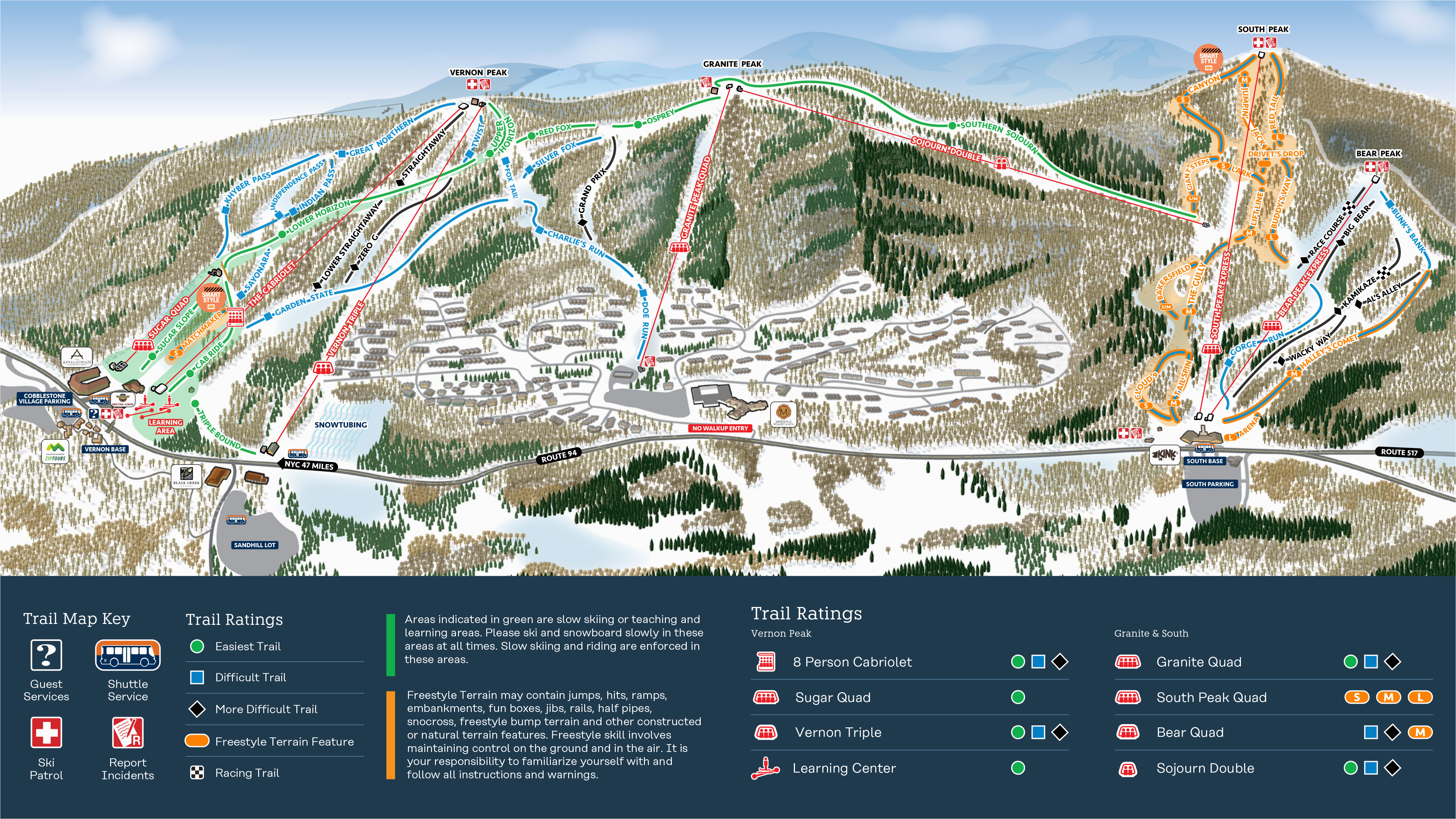 mountain creek resort trail map onthesnow