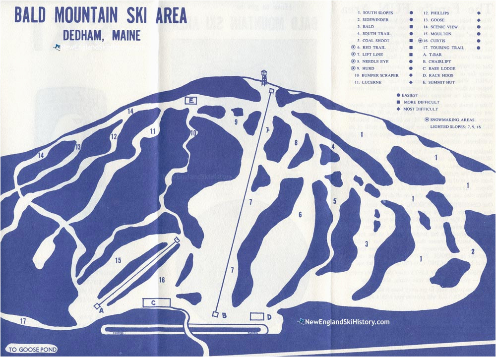 1971 72 bald mountain trail map new england ski map database
