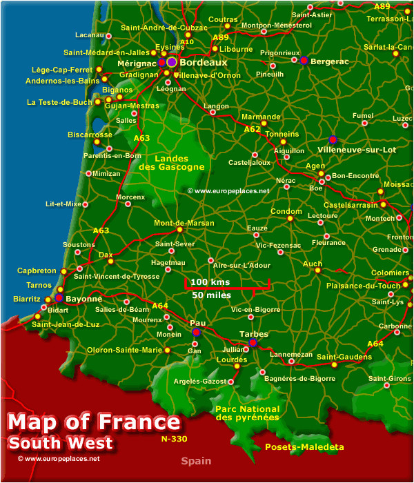 south west france map