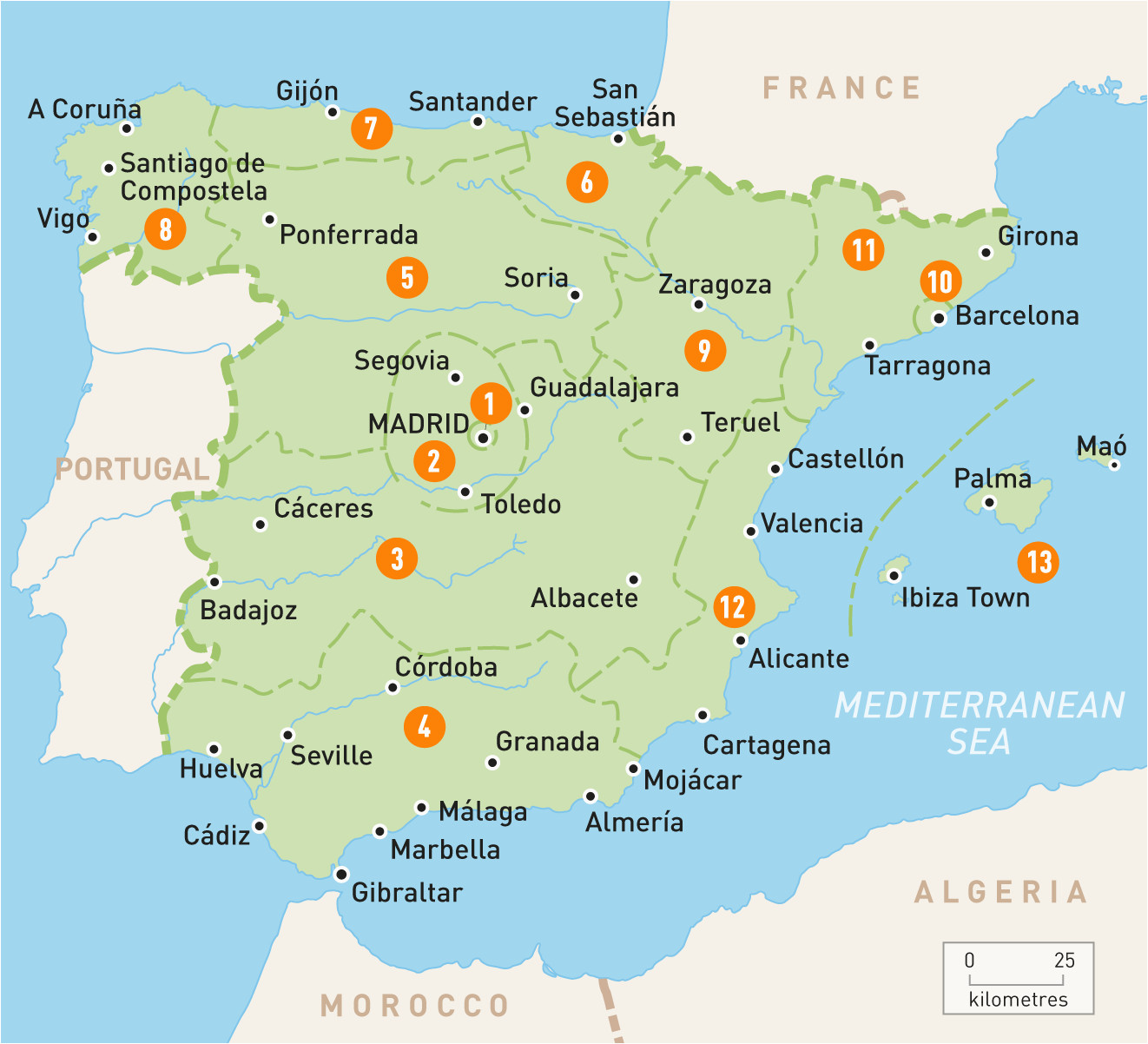 Spain And Portugal Map With Cities Map Of Spain Spain Regions Rough Guides Of Spain And Portugal Map With Cities 