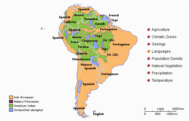 this map of south america show the variety of languages spoken in