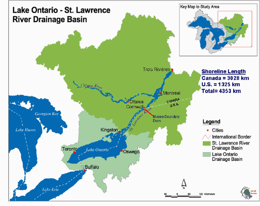 map of loslr drainage basin source map courtesy of the ijc