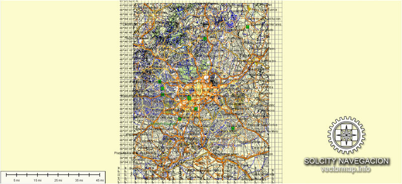 madrid map vector spain printable city plan atlas 49 parts editable street map adobe illustrator